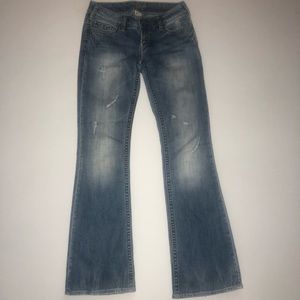 Silver Pioneer Boot Cut Distressed Jeans